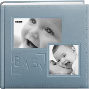 Pioneer Photo Albums 200-Pocket Embossed "Baby" Leatherette Frame Cover Album For 4 By 6-Inch Prints, Blue