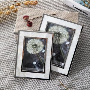Light Luxury White Shells Photo Frame Hotel/Living room desk top creative, household silver photo frame wedding Photo frame, Stainless steel + Shells + Rust Free 23L x 18W centimeters