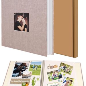 URbazaar Large Photo Album Scrapbook with Window, Linen Self Adhesive Scrap Book, Wedding Anniversary Birthday Valentines Day, 28cm x 27cm 40 Pages Vintage Blank Pages Memory Book(Beige)