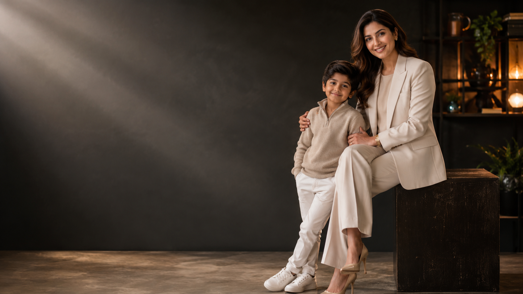 Parent and child talent in a premium studio environment